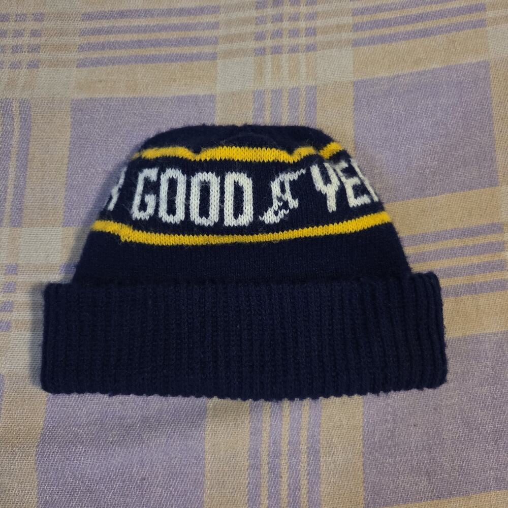 Vintage Goodyear Knit Hat Beanie Sock Hat Toboggan 70s 80s USA Track Foot